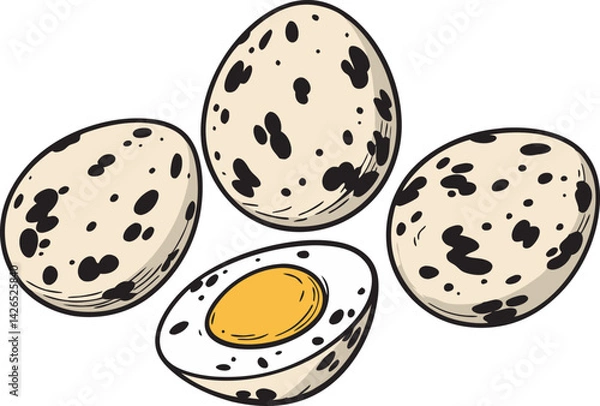 Fototapeta Quail Eggs Vector Illustration – Speckled Eggs Drawing Clipart
