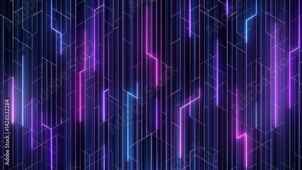 Obraz Neon Lines Falling Loop Background