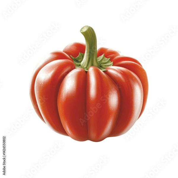 Obraz Vibrant Red Bell Pepper, Isolated on Transparent Background