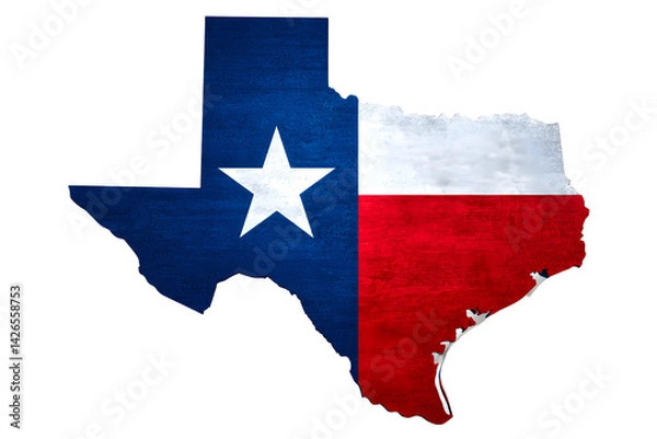Fototapeta Texas outline featuring the state flag, isolated on a transparent background