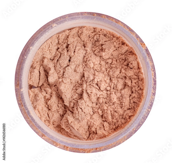 Fototapeta Face powder in a container on a white background. Makeup. Powder isolate