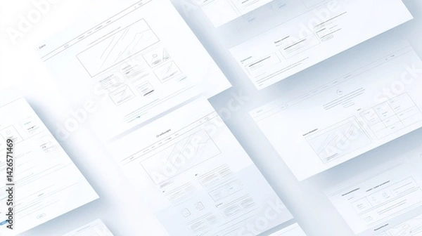 Obraz Elegant presentation of website wireframes showcasing interface design elements