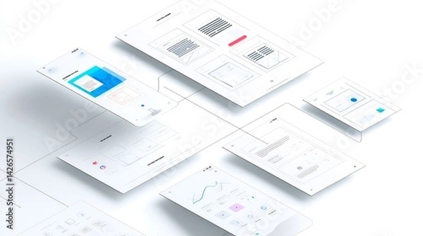 Obraz Abstract presentation of multiple digital interfaces and modern design elements