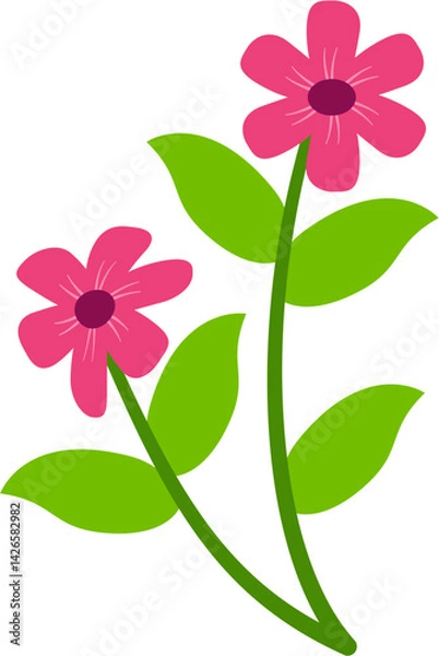 Fototapeta Vector flat illustration of organic spring flowers with soft colors. Perfect for invitations, packaging, branding, greeting cards, and decorative seasonal designs.