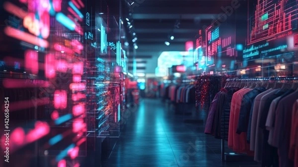 Fototapeta Futuristic retail store with digital displays