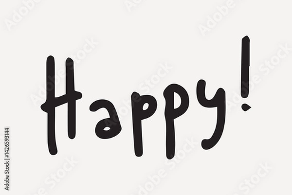 Fototapeta Playful handwritten text 'Happy!', element vector