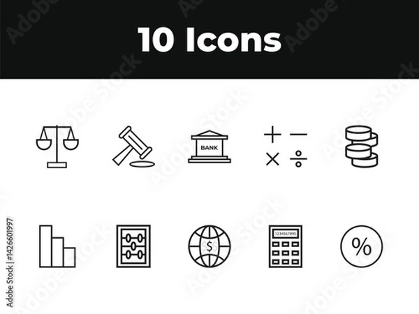 Obraz WebFinancial Income line icon set. Set of outline icons related to income, profit, salary, money growth and others. Financial Income outline icons set.