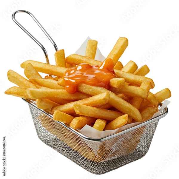Obraz French fries with sauce isolated on transparent background