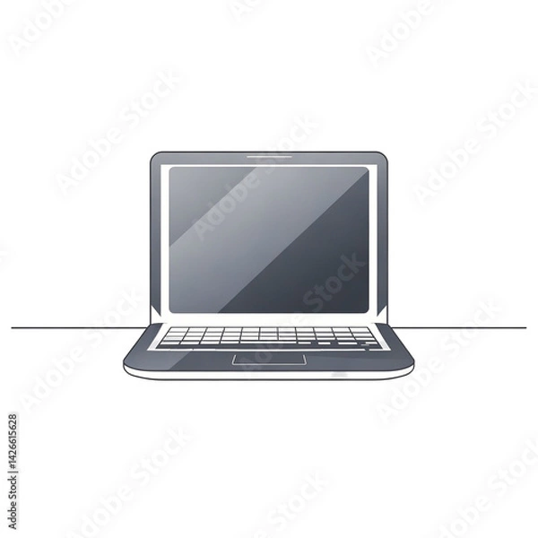 Fototapeta Line art vector laptop Illustration of vegetating  vector style. Confirmation PNG file download