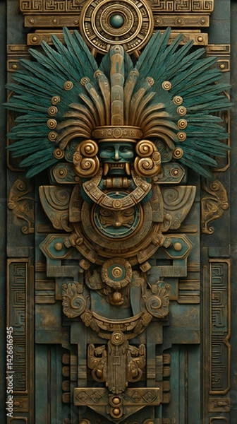 Fototapeta Esplendor Ancestral: Mural Maya en Dimensión Viva