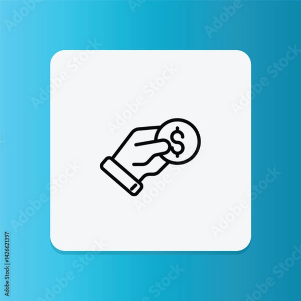 Fototapeta A hand handing out money, symbolizing payment or shopping.