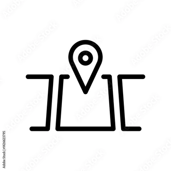 Obraz land plot location mapping icon for real estate and geographic navigation - flat stroke icon for apps and websites
