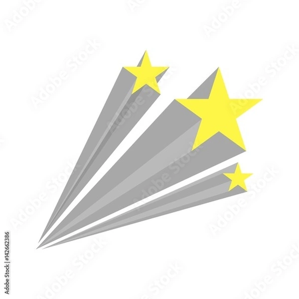 Fototapeta Yellow Shooting Star Template. Isolated on White Background.