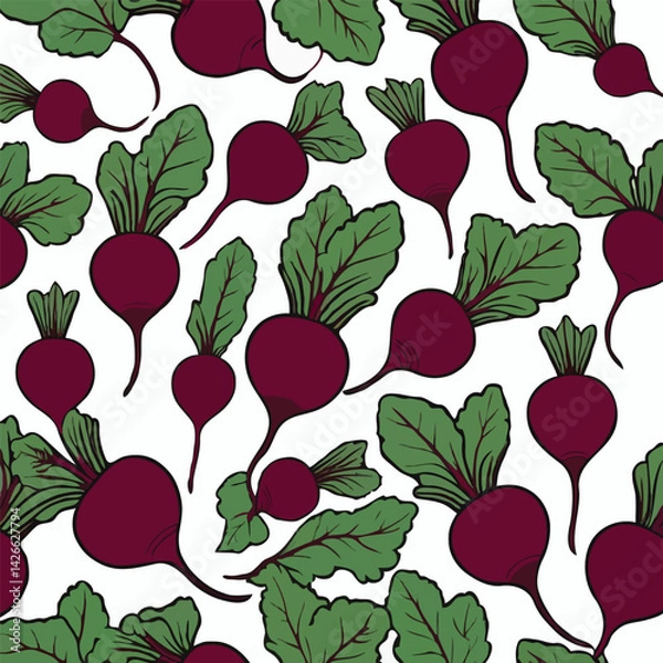 Fototapeta Beetroot Greens Seamless Pattern