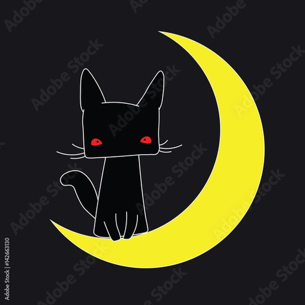 Obraz Black cat  on the moon