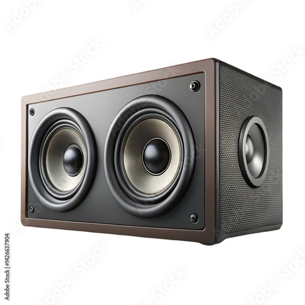 Fototapeta Horizontal rectangular music speaker isolated on white background