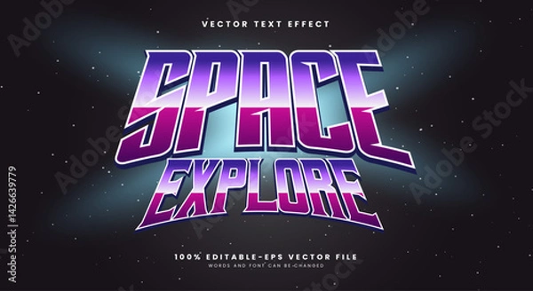 Fototapeta Space Explore 3D editable text effect outer space style template