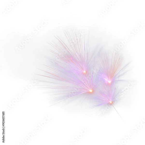 Fototapeta Colorful fireworks burst with glowing sparks on transparent background creating festive and celebratory atmosphere