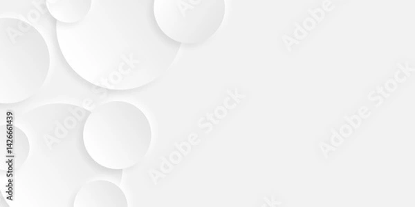 Fototapeta Abstract white background with 3D circles pattern, interesting white grey vector background.Futuristic abstract background. Glowing circle lines design.Suit for poster, banner, cover, presentation,etc