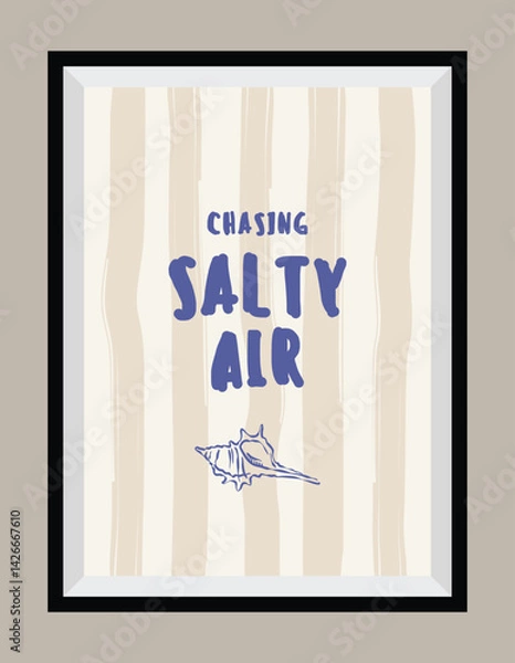 Fototapeta La Dolce Vita illustrations with an aesthetic quote in a poster frame. Ocean and beach sketch style doodles.