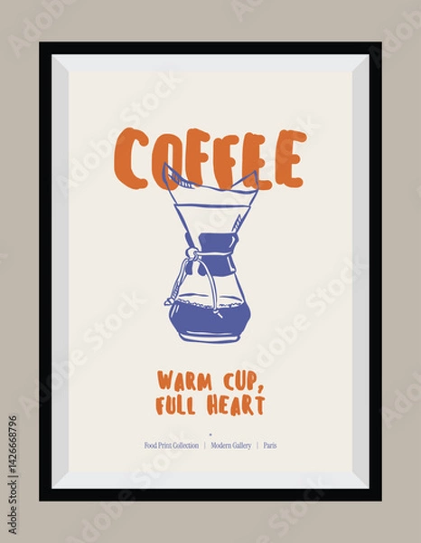 Fototapeta La Dolce Vita illustrations with an aesthetic quote in a poster frame. Sketch style doodles.
