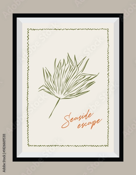 Fototapeta La Dolce Vita illustrations with an aesthetic quote in a poster frame. Sketch style botaniacal doodles.