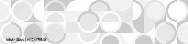 Fototapeta White trendy seamless background of circles and squares in modern Scandinavian style. Cover of gray geometric shapes in retro texture for wallpaper or packaging.