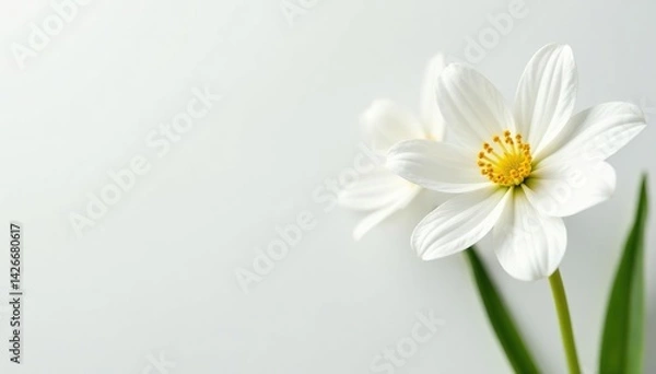 Fototapeta Close-up of pristine white flowers on stark white backdrop, bloom, nature