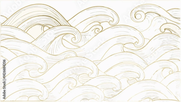 Obraz vector wave line gold background  japanese abstrac (3).eps