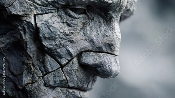 Obraz Man sculpted from gray stone conceptual artwork showcasing human form and artistic representation lowercase
