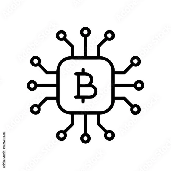 Obraz Crypto Coin Inside Microchip Icon Design