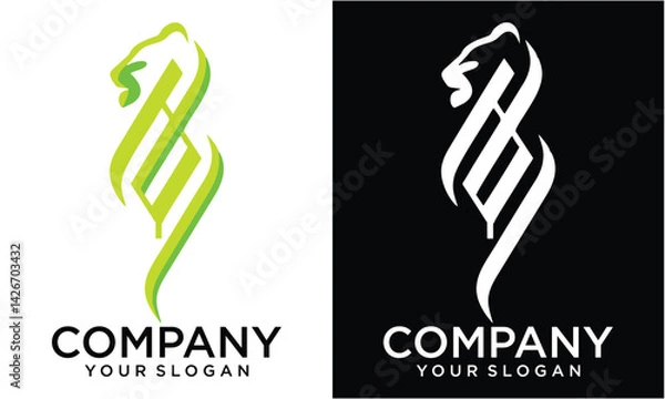 Fototapeta Creative Royal king lion logo mark with tb letter