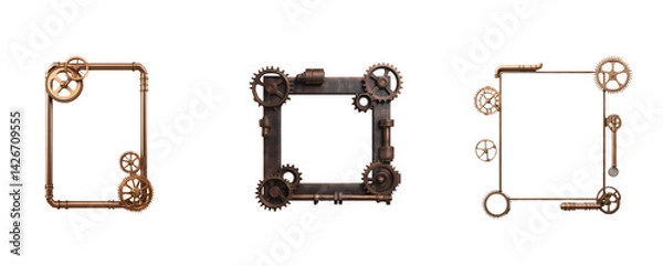 Fototapeta  frames with gears and pipes display intricate metalwork details 3d