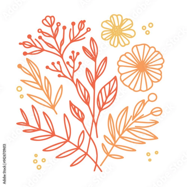 Fototapeta seamless nature inspired floral pattern with abstract botanical art and garden blossoms for pillow covers and textile design

