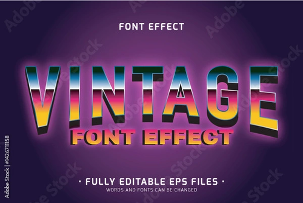 Fototapeta Vintage 3D Editable Text Effect with Retro Gradient Style