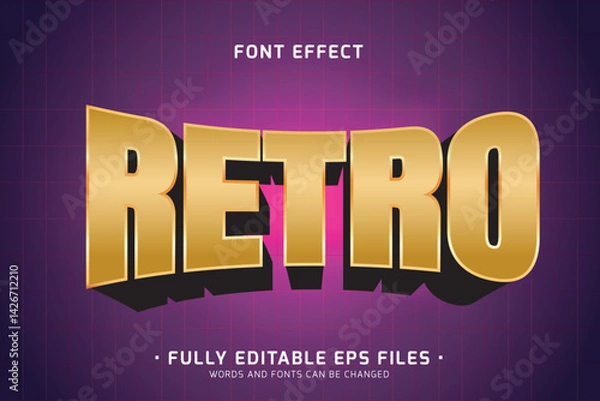 Fototapeta Bold Retro 3D Text Effect in Gold Style – Editable EPS