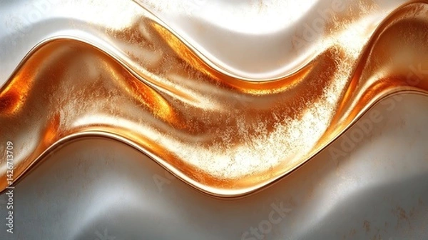 Fototapeta Flowing Gold and Silver Abstract Texture with Subtle Light Play