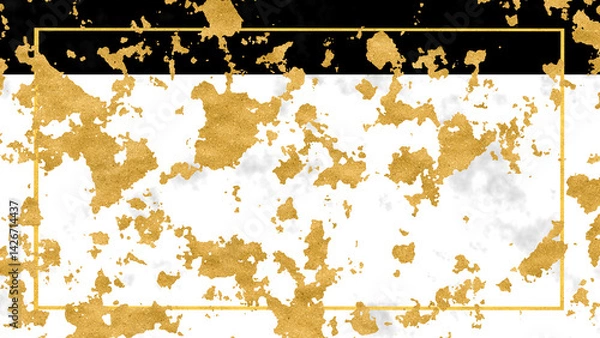 Obraz marble narrow black color on top and large white color with luxury gold texture background