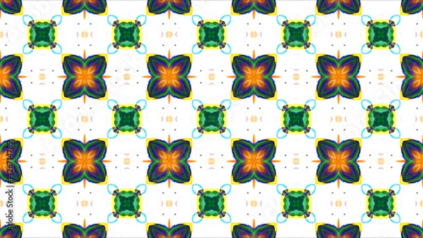 Obraz rocket head tiny ball and eight little stars blue leaves with colorful starburst