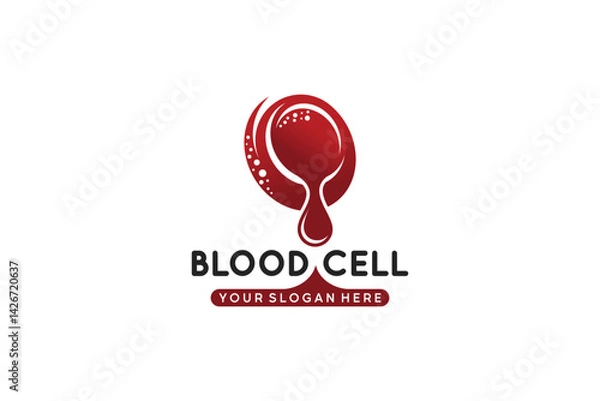 Obraz Red blood cell logo design vector illustration with drop concept
