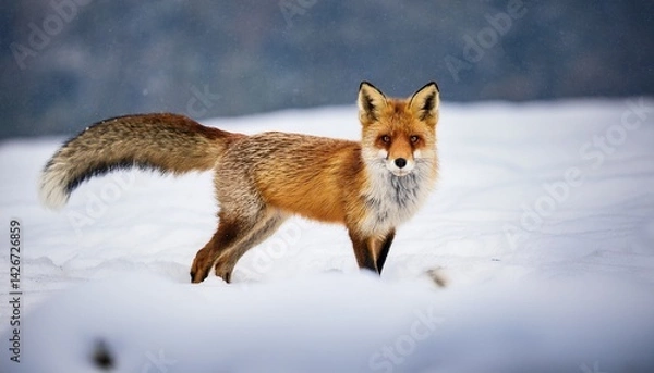 Fototapeta red fox in snow