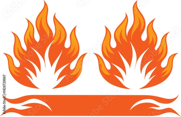 Obraz Fiery orange and red flames vector illustration design set for hot burning decoration