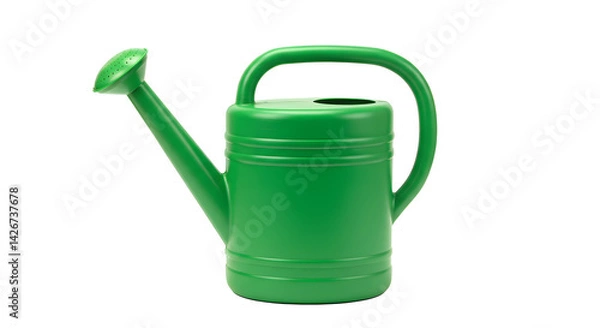 Fototapeta Green plastic watering can isolated on transparent background