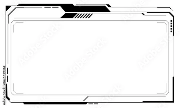 Obraz HUD frames black user interface elements design modern technology futuristic control panel screen digital hologram window gaming menu touching cyber monitor set white background vector
