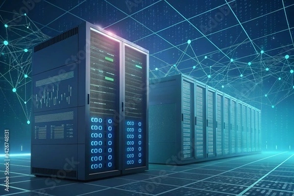 Fototapeta network digital technology background, ai data 01 computer code binary, connection of internet of things - generated by ai