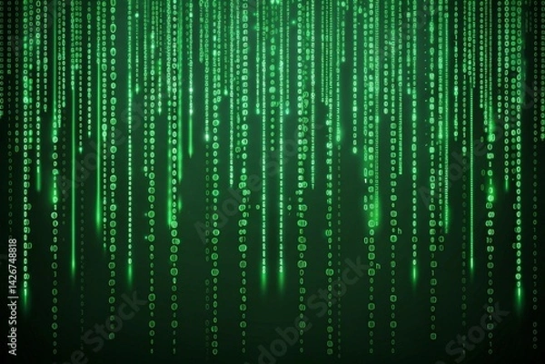 Fototapeta Matrix Code Background Green cascading code futuristic feel - generated by ai