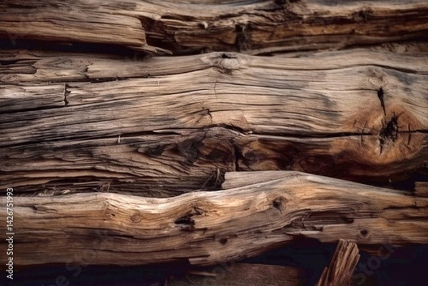 Obraz Dark brown old wood texture. Generative AI.