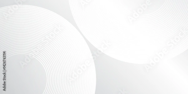 Fototapeta Modern white glowing geometric lines on gray background. Modern shiny blue circle background abstract