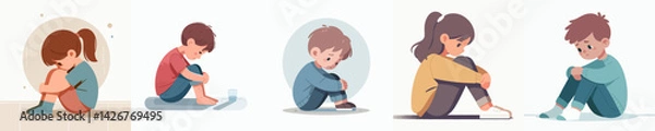 Fototapeta set vector kids depression