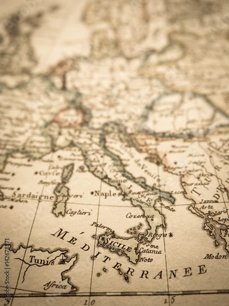 Fototapeta アンティークの古地図　イタリア